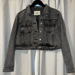 Cropped Black Denim Jacket